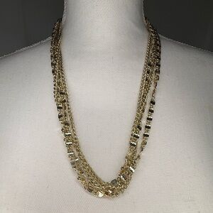 Vintage Sarah Coventry Gold Tone Multi Strand Chain Necklace Layered